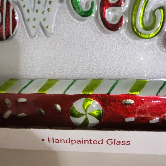 Christmas Sweets Hand Painted Glass Serving Tray 14 inch. By 8 1/2" New - Picture 4 of 10